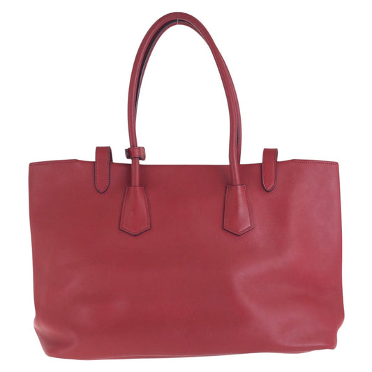 PRADA Tote Bag leather Red Silver Metal Tote Bag Shoulder Bag Women Used Authentic