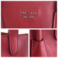 PRADA Tote Bag leather Red Silver Metal Tote Bag Shoulder Bag Women Used Authentic