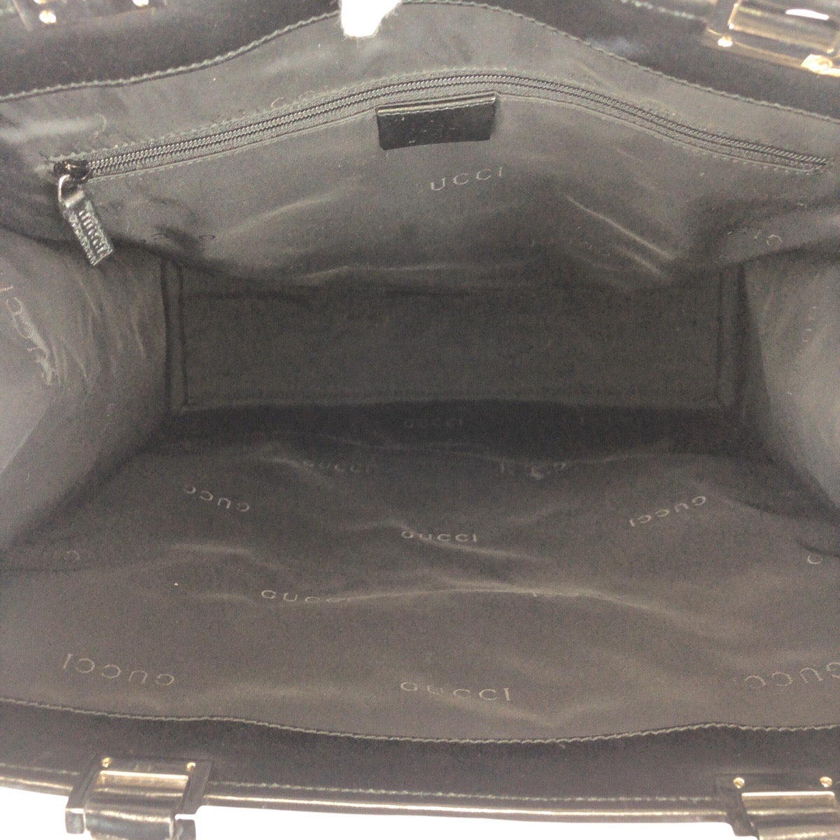 GUCCI Tote Bag 002 1064 GG canvas Black SilverMetal Jackie