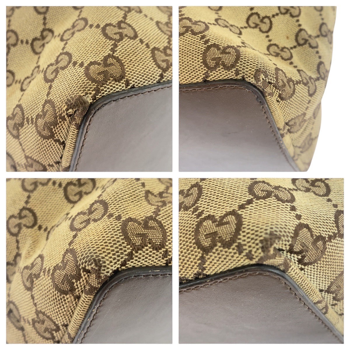 GUCCI Tote Bag 31243 GG canvas, leather Beige Brown Gold Metal Tote Bag Shoulder Bag Women Used Authentic