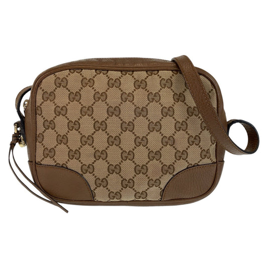 GUCCI Shoulder Bag 449413 GG canvas, leather Beige Brown Gold Metal Shoulder Bag pochette Women Used Authentic