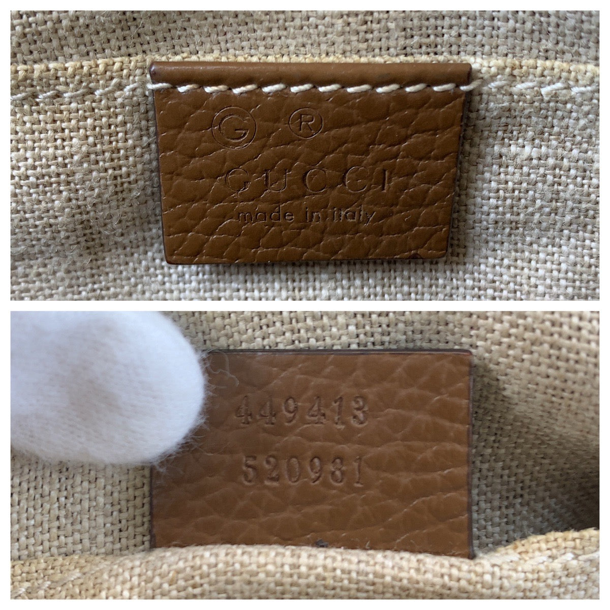 GUCCI Shoulder Bag 449413 GG canvas, leather Beige Brown Gold Metal Shoulder Bag pochette Women Used Authentic