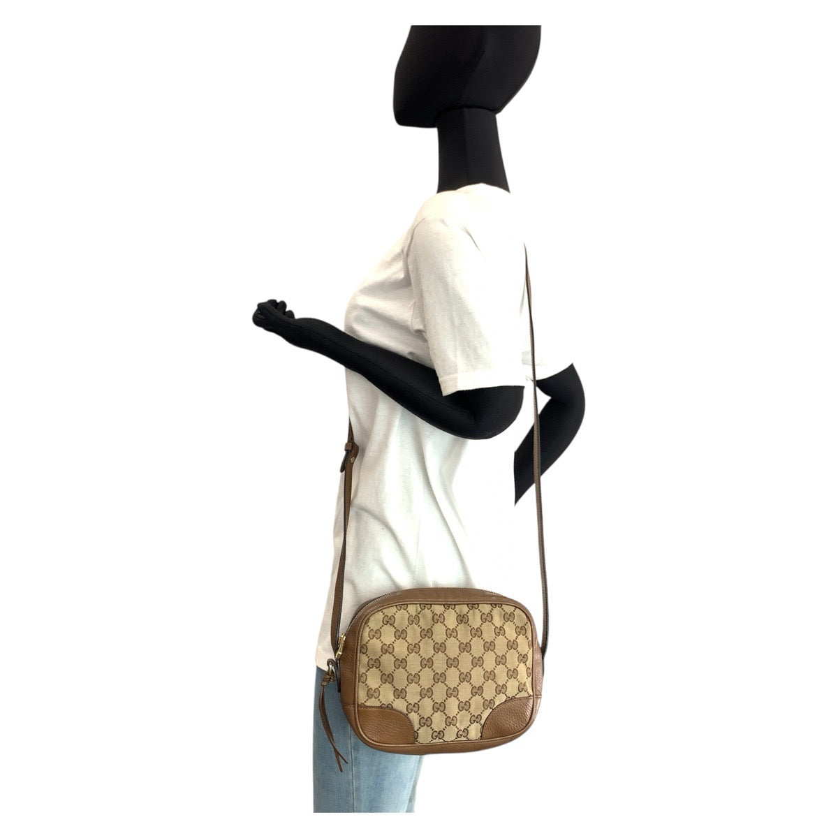 GUCCI Shoulder Bag 449413 GG canvas, leather Beige Brown Gold Metal Shoulder Bag pochette Women Used Authentic