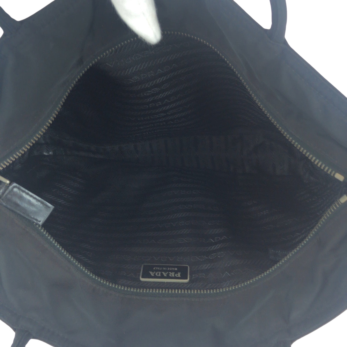 PRADA Tote Bag BN0686 Nylon Black SilverMetal Tote Bag Shoulder Bag Test Triangle With logo Women Used Authentic