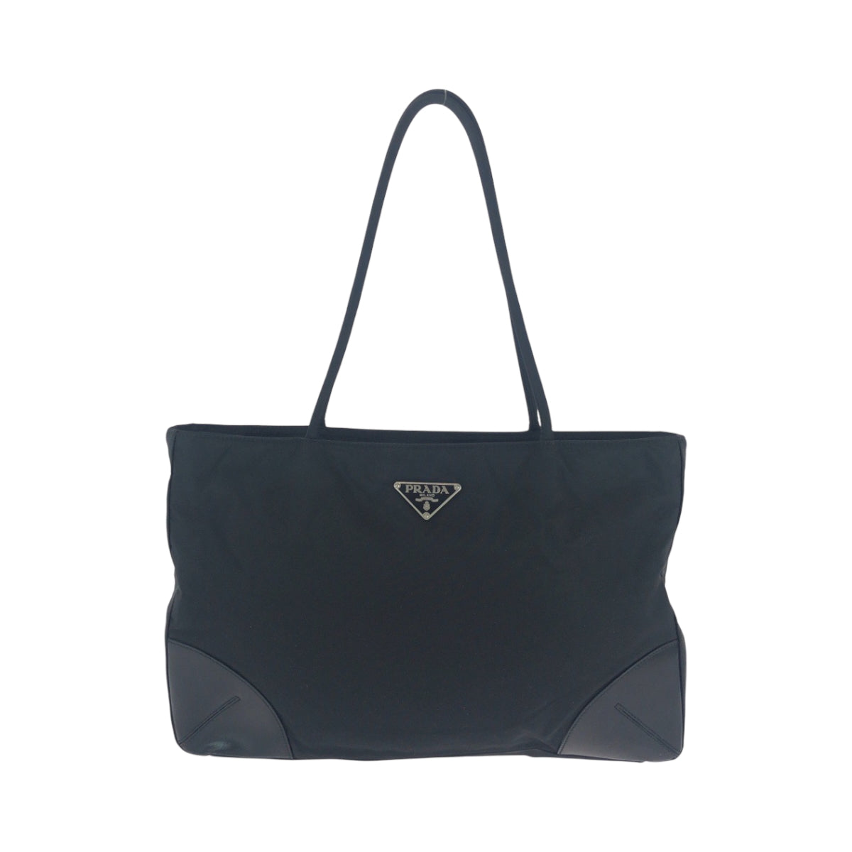 PRADA Tote Bag BN0686 Nylon Black SilverMetal Tote Bag Shoulder Bag Test Triangle With logo Women Used Authentic