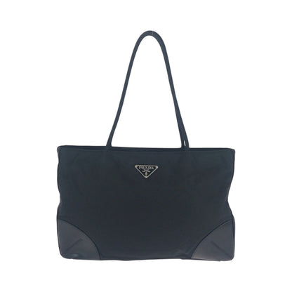 PRADA Tote Bag BN0686 Nylon Black SilverMetal Tote Bag Shoulder Bag Test Triangle With logo Women Used Authentic