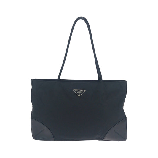 PRADA Tote Bag BN0686 Nylon Black SilverMetal Tote Bag Shoulder Bag Test Triangle With logo Women Used Authentic