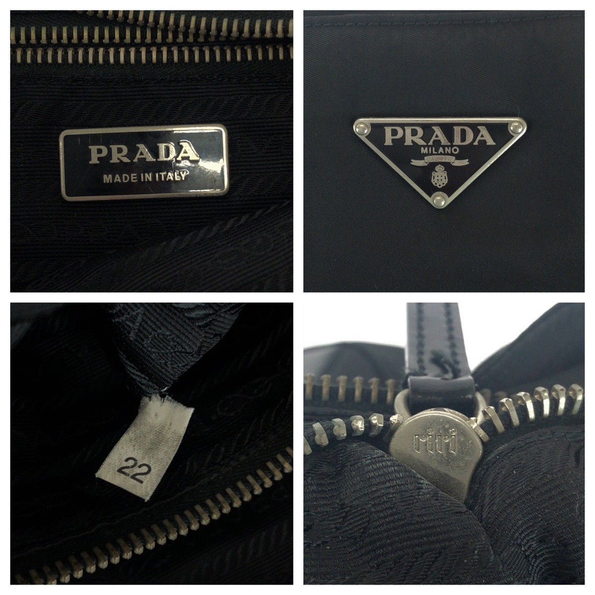 PRADA Tote Bag BN0686 Nylon Black SilverMetal Tote Bag Shoulder Bag Test Triangle With logo Women Used Authentic