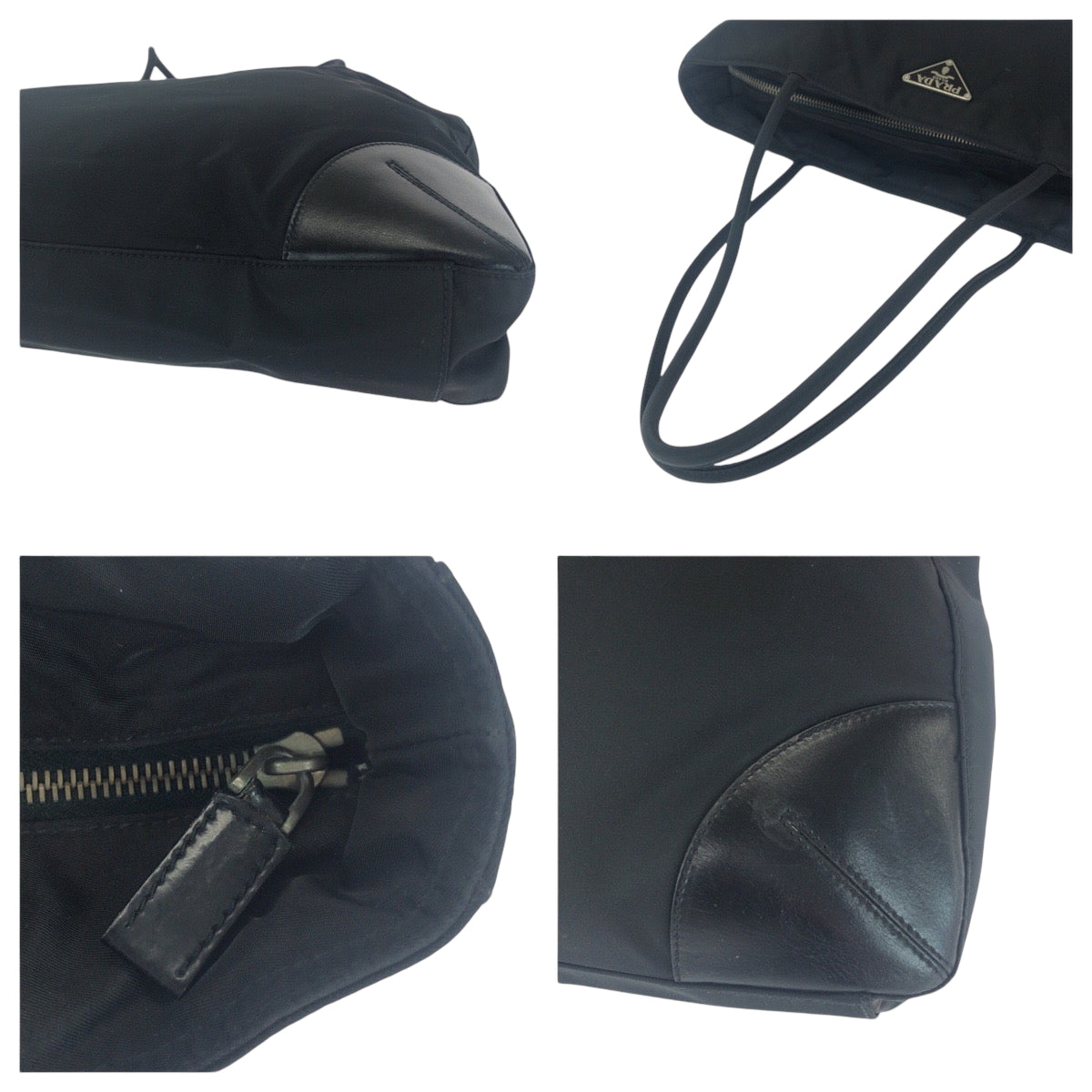 PRADA Tote Bag BN0686 Nylon Black SilverMetal Tote Bag Shoulder Bag Test Triangle With logo Women Used Authentic