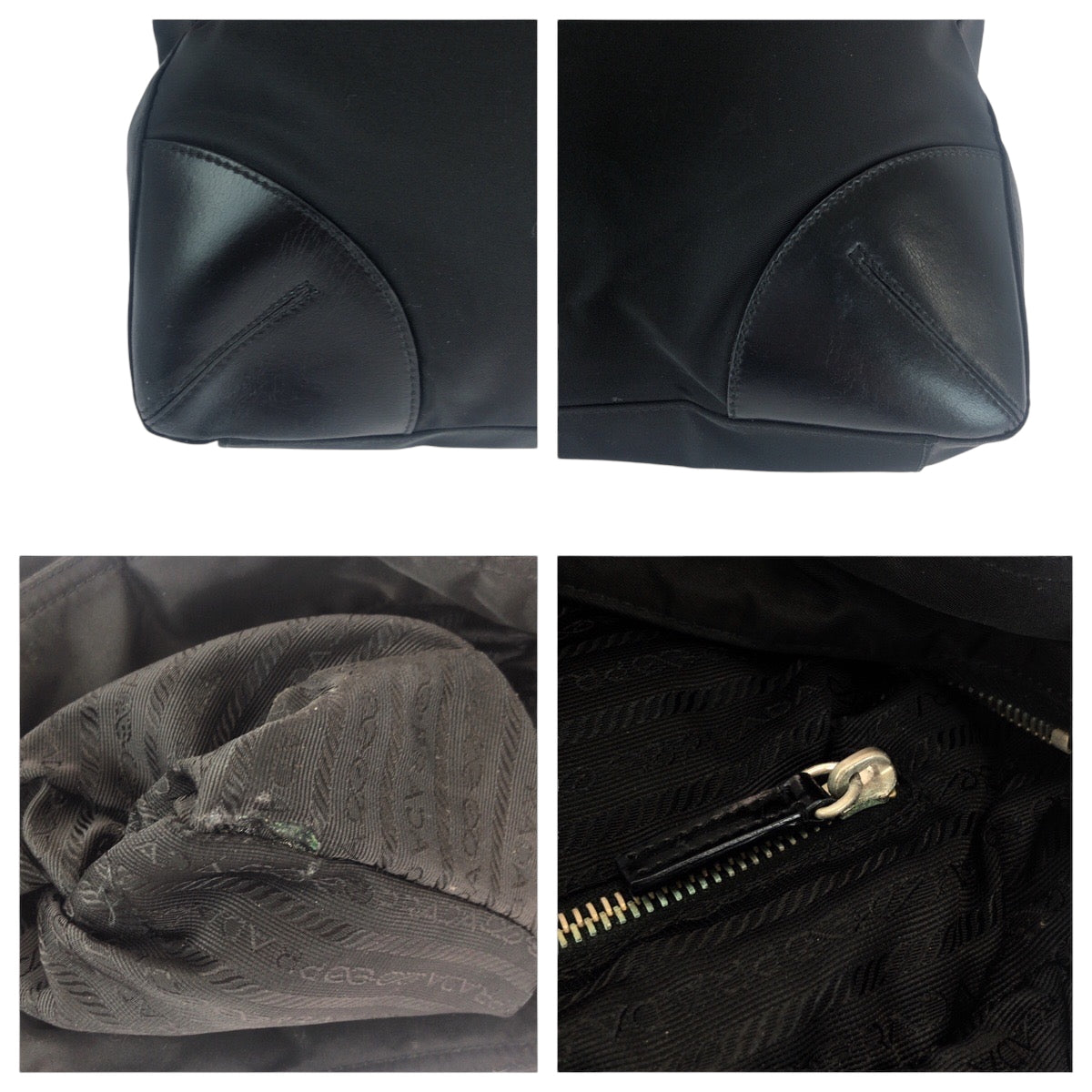 PRADA Tote Bag BN0686 Nylon Black SilverMetal Tote Bag Shoulder Bag Test Triangle With logo Women Used Authentic