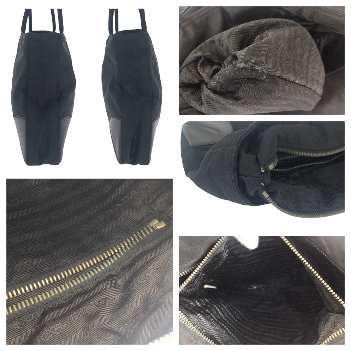 PRADA Tote Bag BN0686 Nylon Black SilverMetal Tote Bag Shoulder Bag Test Triangle With logo Women Used Authentic
