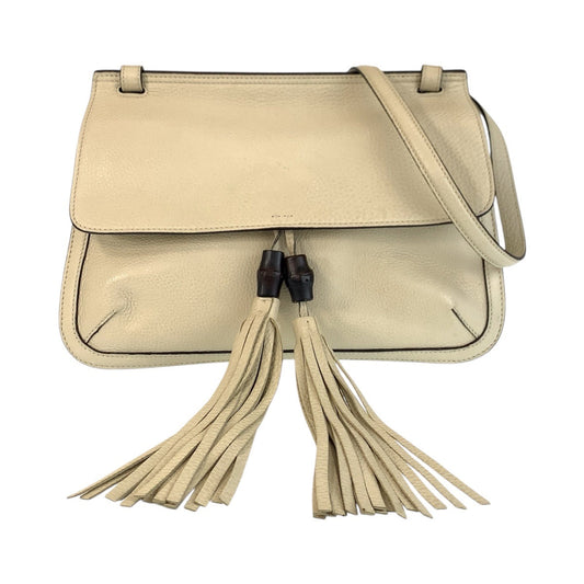 GUCCI Shoulder Bag 370826 leather Ivory SilverMetal Shoulder Bag Messenger bag Bamboo Daily Flap Women Used Authentic
