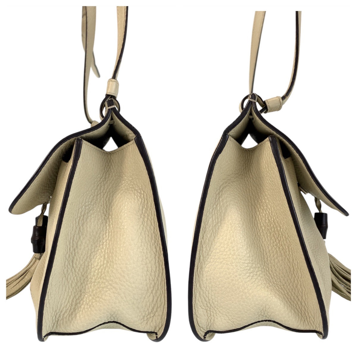 GUCCI Shoulder Bag 370826 leather Ivory SilverMetal Shoulder Bag Messenger bag Bamboo Daily Flap Women Used Authentic