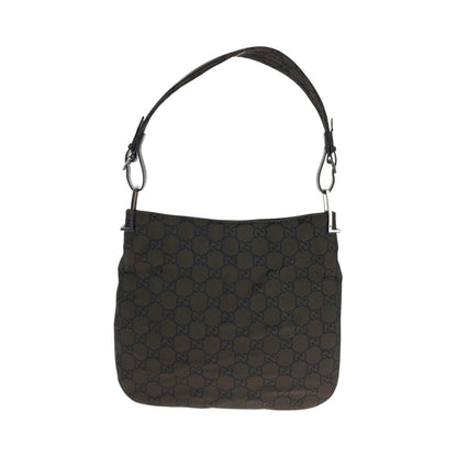GUCCI Shoulder Bag 001 3166 Nylon Dark Brown SilverMetal One Shoulder Bag Women Used Authentic