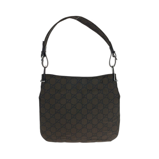 GUCCI Shoulder Bag 001 3166 Nylon Dark Brown SilverMetal One Shoulder Bag Women Used Authentic