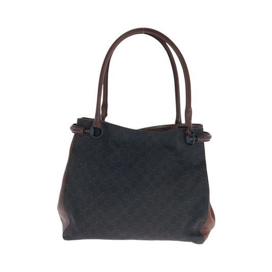 GUCCI Tote Bag 101346 GG canvas Brown Black Metal Tote Bag Shoulder Bag Women Used Authentic