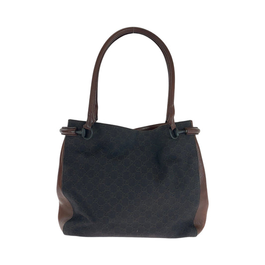 GUCCI Tote Bag 101346 GG canvas Brown Black Metal Tote Bag Shoulder Bag Women Used Authentic
