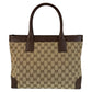 GUCCI Tote Bag 002 1119 GG canvas Beige Brown Gold Metal