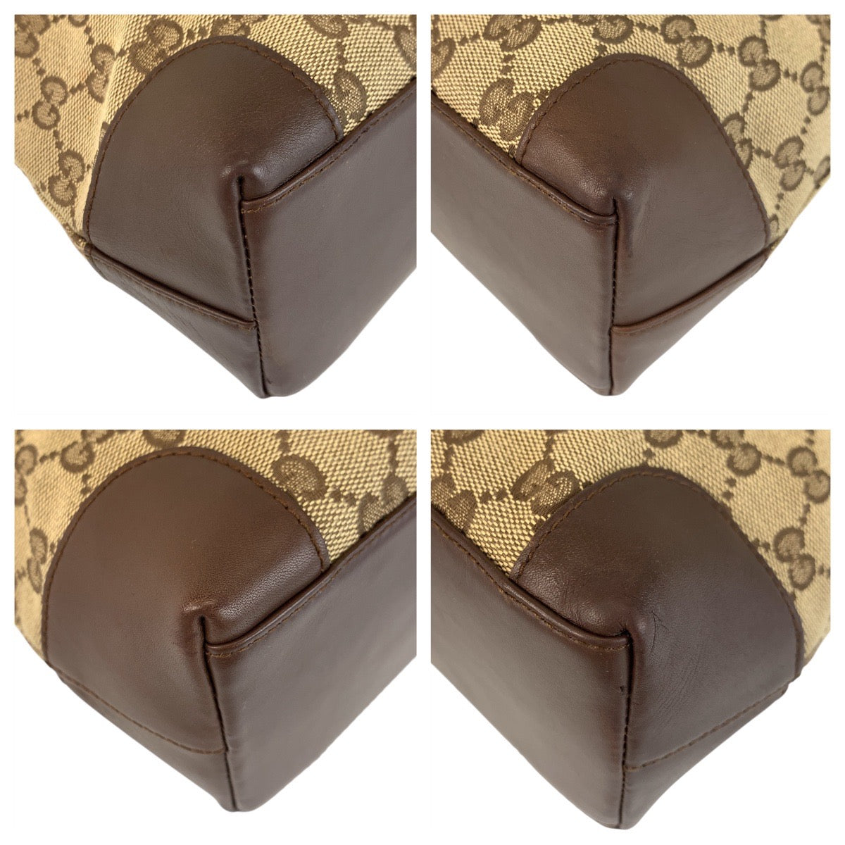 GUCCI Tote Bag 002 1119 GG canvas Beige Brown Gold Metal