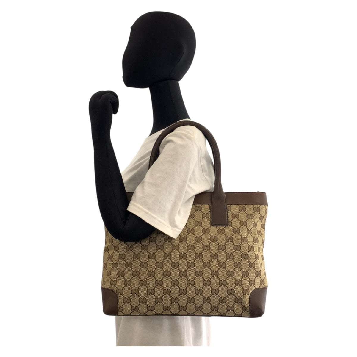 GUCCI Tote Bag 002 1119 GG canvas Beige Brown Gold Metal