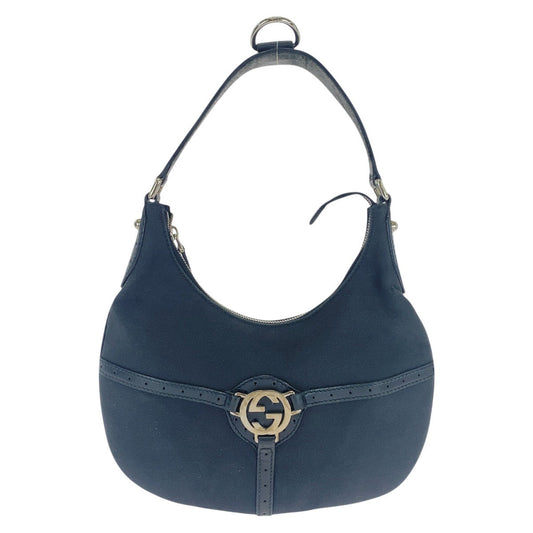 GUCCI Shoulder Bag 114869 Canvas, Leather Black SilverMetal Shoulder Bag Hobo Interlocking Women Used Authentic