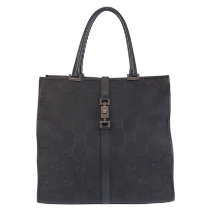 GUCCI Tote Bag 002 1064 GG canvas, leather Black black Tote Bag Shoulder Bag Jackie GG Jumbo Women Used Authentic