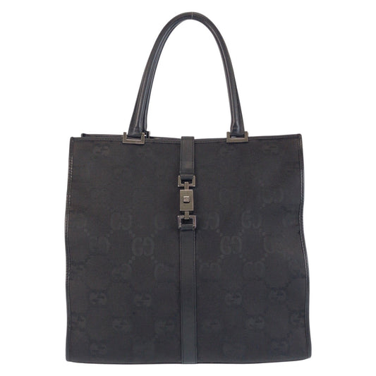 GUCCI Tote Bag 002 1064 GG canvas, leather Black black Tote Bag Shoulder Bag Jackie GG Jumbo Women Used Authentic