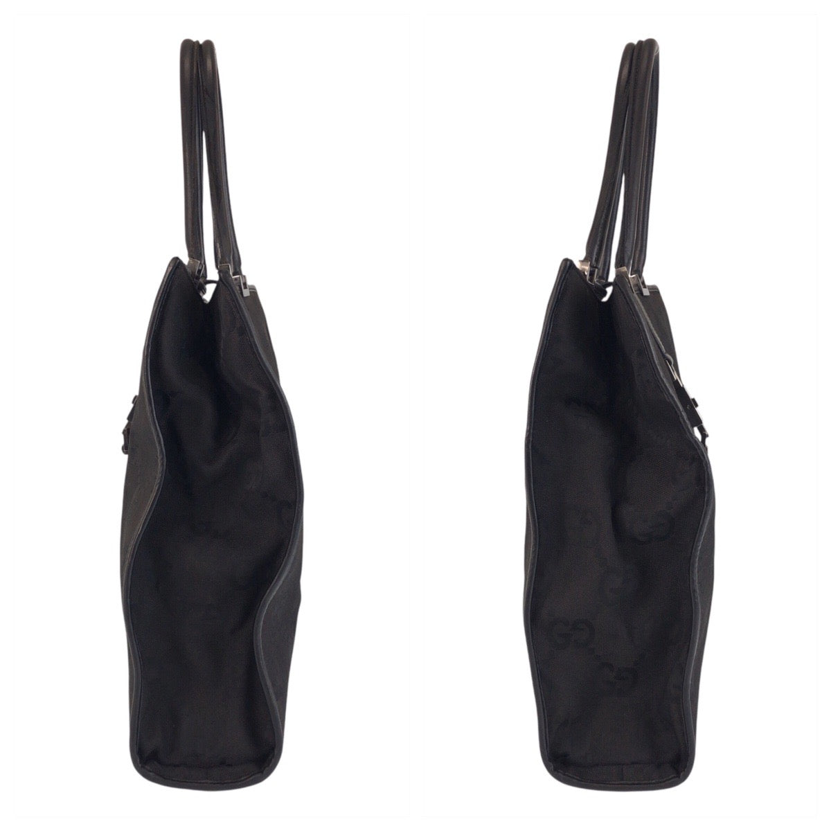 GUCCI Tote Bag 002 1064 GG canvas, leather Black black Tote Bag Shoulder Bag Jackie GG Jumbo Women Used Authentic