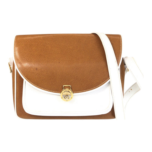 GUCCI Shoulder Bag leather Brown White Gold Metal Shoulder Bag Messenger bag Old Gucci Women Used Authentic