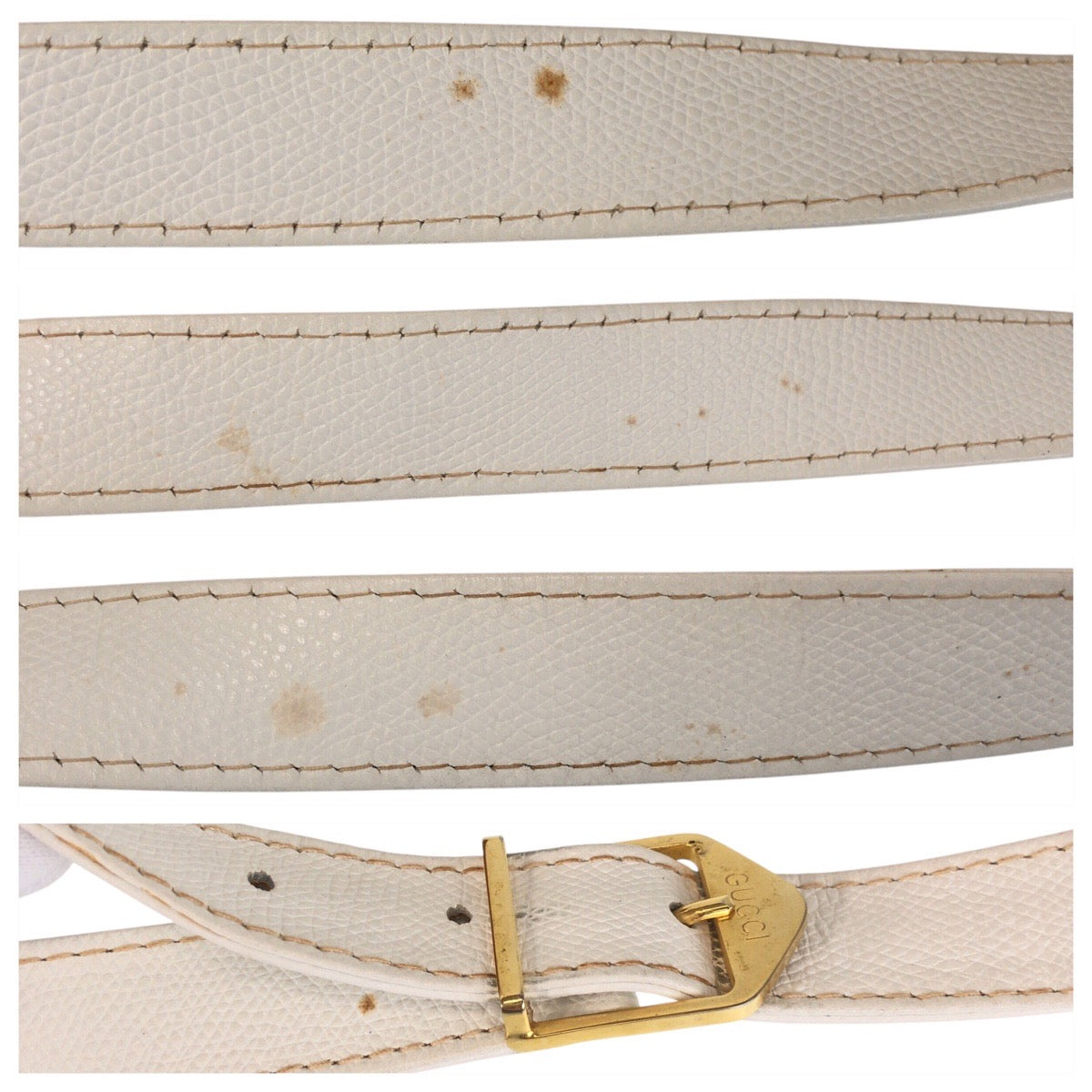 GUCCI Shoulder Bag leather Brown White Gold Metal Shoulder Bag Messenger bag Old Gucci Women Used Authentic