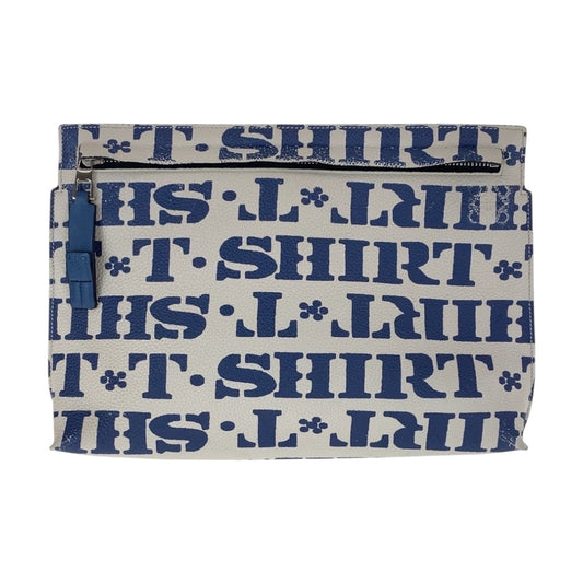 LOEWE Clutch bag leather Blue White SilverMetal Clutch bag business bag T pouch Women Used Authentic