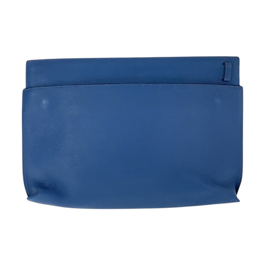 LOEWE Clutch bag leather Blue White SilverMetal Clutch bag business bag T pouch Women Used Authentic