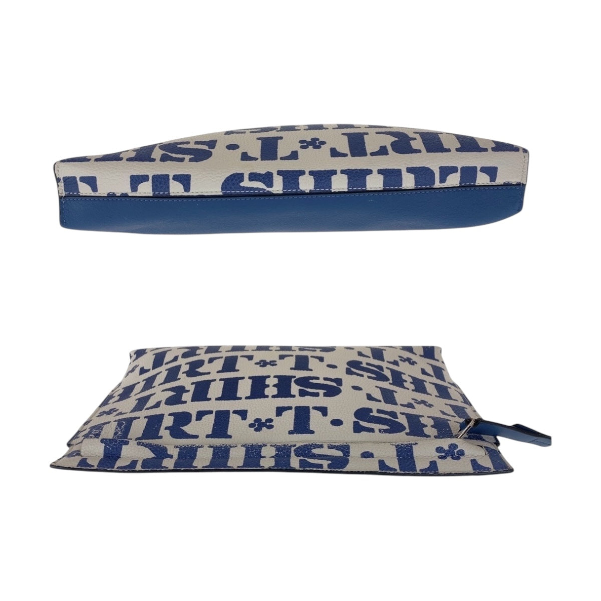 LOEWE Clutch bag leather Blue White SilverMetal Clutch bag business bag T pouch Women Used Authentic