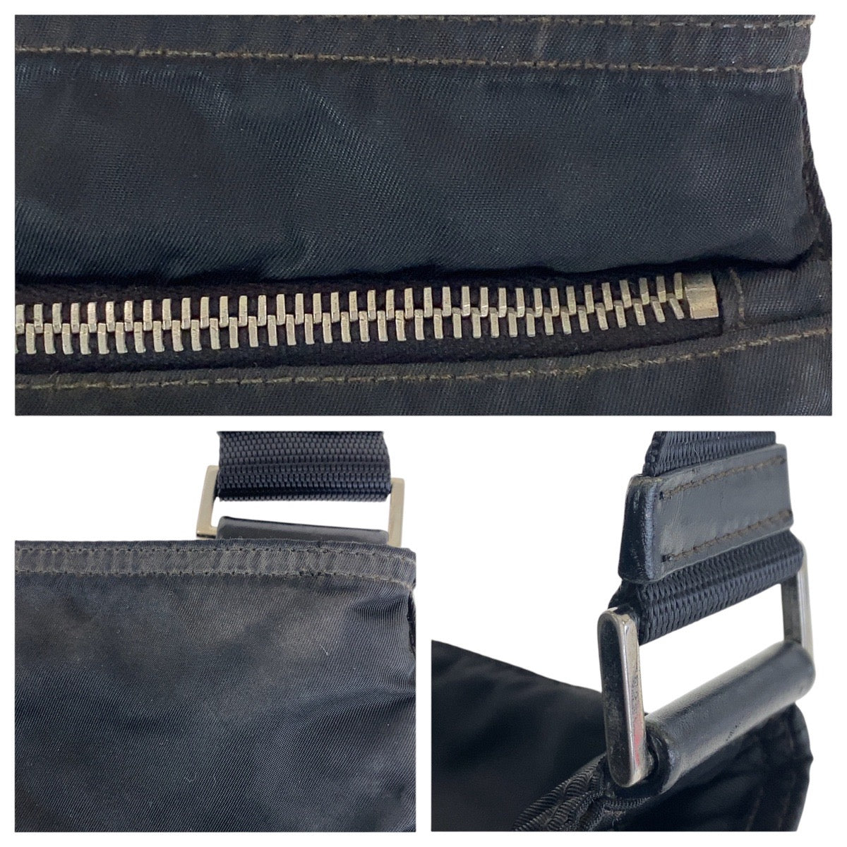 PRADA Shoulder Bag 45 Nylon Black SilverMetal Crossbody Shoulder Bag Unisex Test Triangle With logo Women Used Authentic