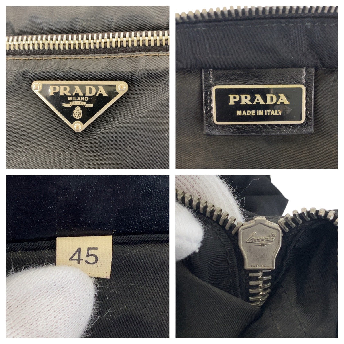 PRADA Shoulder Bag 45 Nylon Black SilverMetal Crossbody Shoulder Bag Unisex Test Triangle With logo Women Used Authentic
