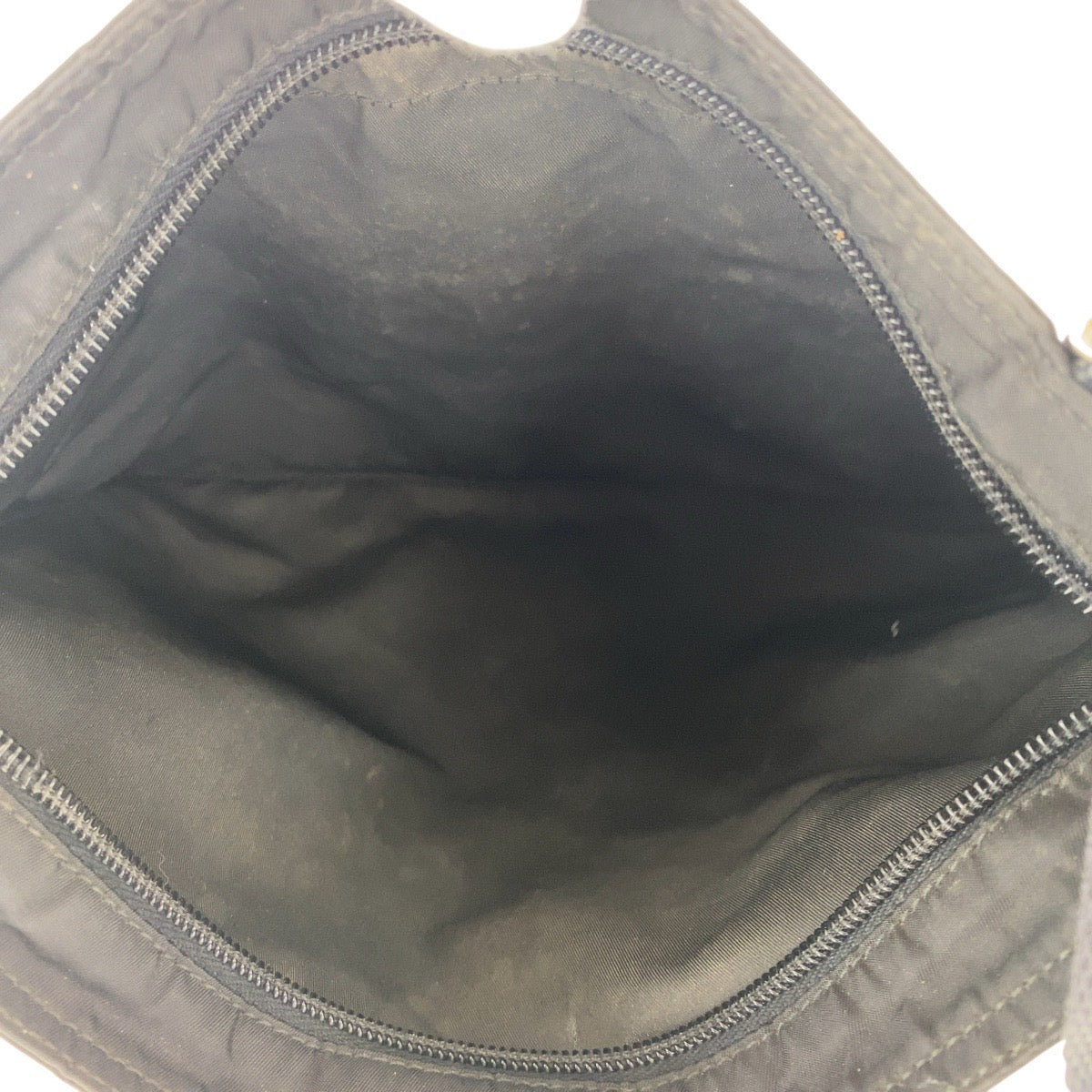 PRADA Shoulder Bag Nylon Black SilverMetal Shoulder Bag pochette Test Triangle With logo Women Used Authentic