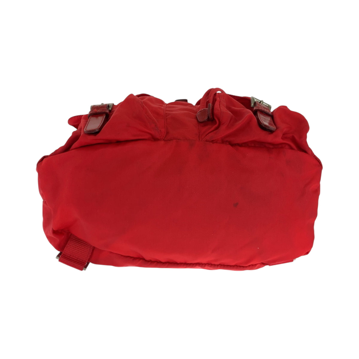 PRADA Backpack Nylon Red Silver Metal Backpack Backpack Test Triangle With logo Women Used Authentic