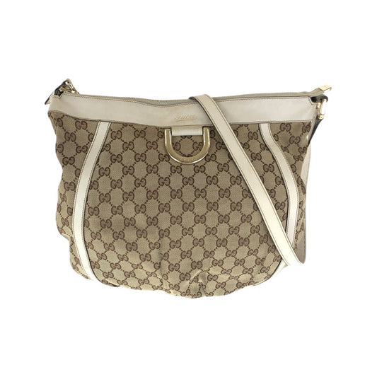 GUCCI Shoulder Bag 204940 GG canvas, leather Beige Ivory Gold Metal Shoulder Bag Abbey Women Used Authentic