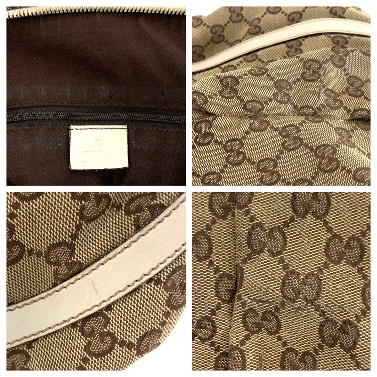 GUCCI Shoulder Bag 204940 GG canvas, leather Beige Ivory Gold Metal Shoulder Bag Abbey Women Used Authentic