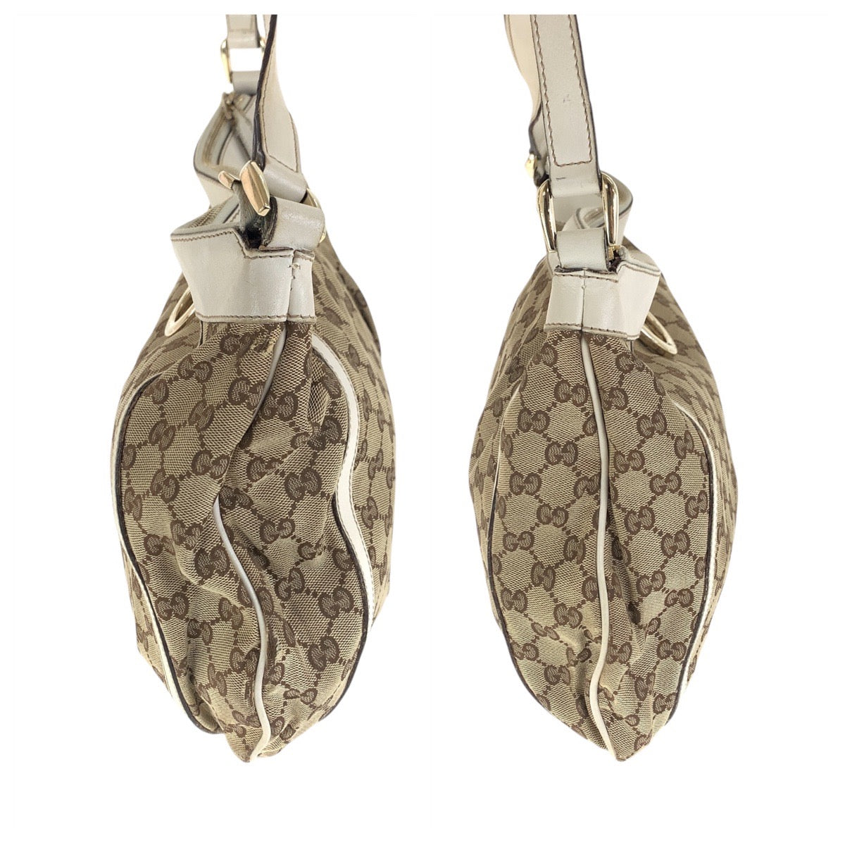 GUCCI Shoulder Bag 204940 GG canvas, leather Beige Ivory Gold Metal Shoulder Bag Abbey Women Used Authentic