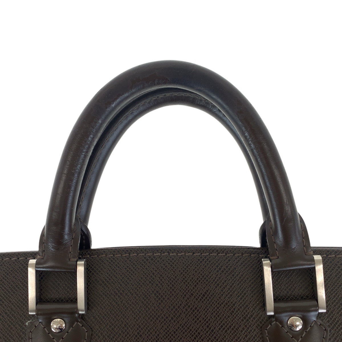 LOUIS VUITTON Business bag M30052 leather Grizzly Brown SilverMetal Business bag briefcase Taiga Porto Documan Rozan mens Used Authentic