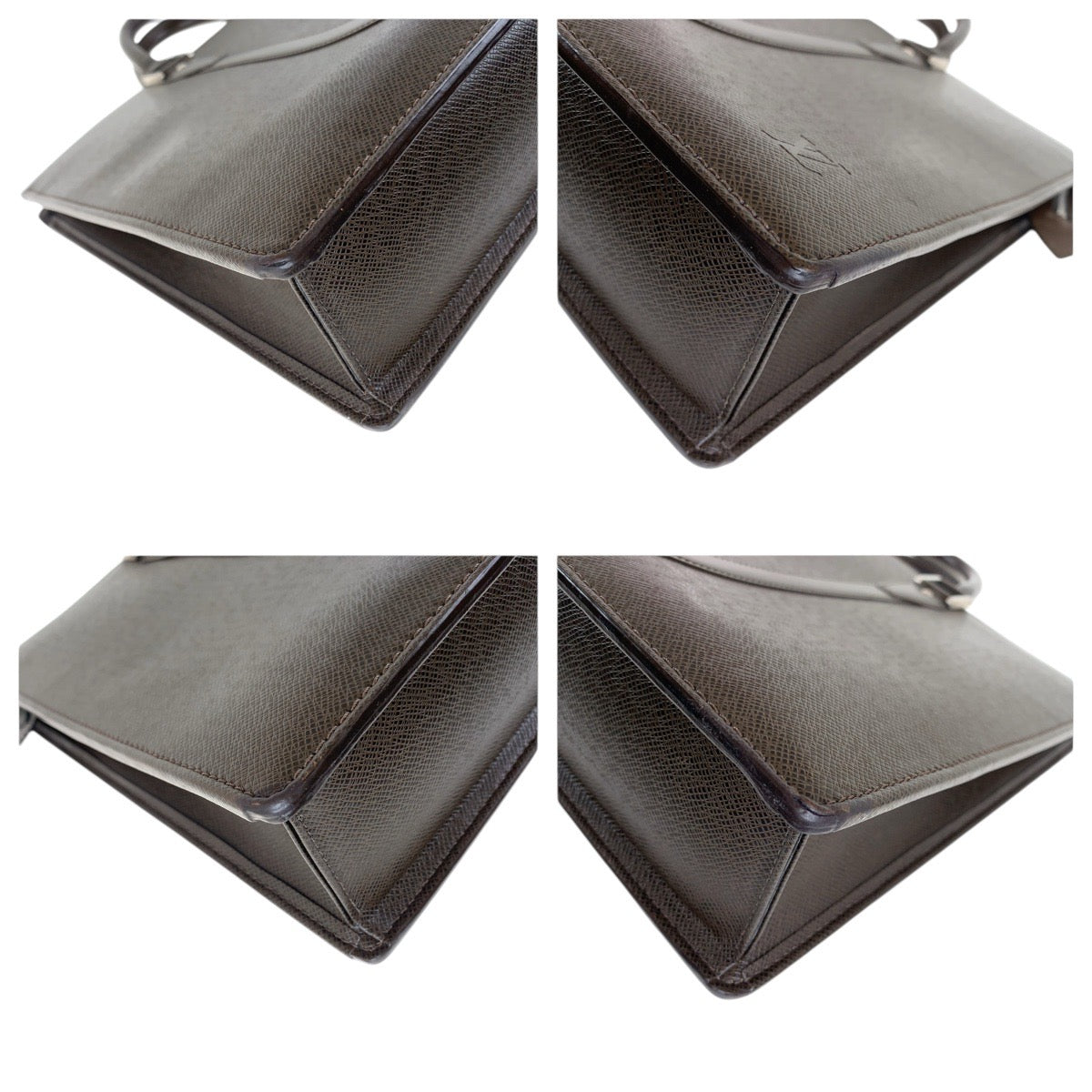 LOUIS VUITTON Business bag M30052 leather Grizzly Brown SilverMetal Business bag briefcase Taiga Porto Documan Rozan mens Used Authentic