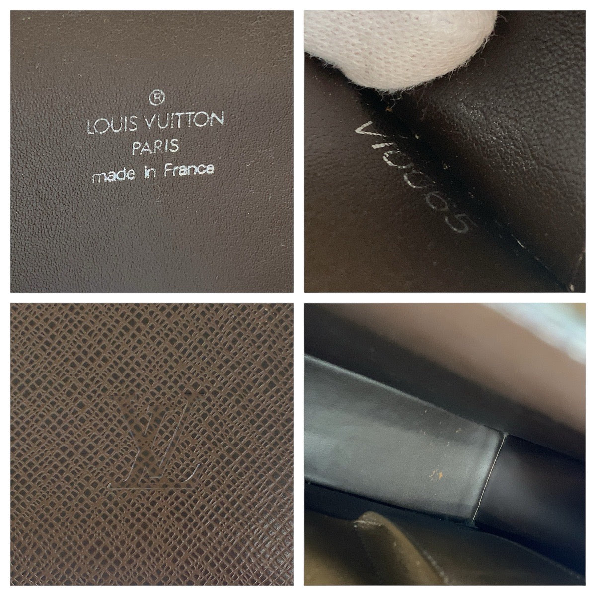 LOUIS VUITTON Business bag M30052 leather Grizzly Brown SilverMetal Business bag briefcase Taiga Porto Documan Rozan mens Used Authentic