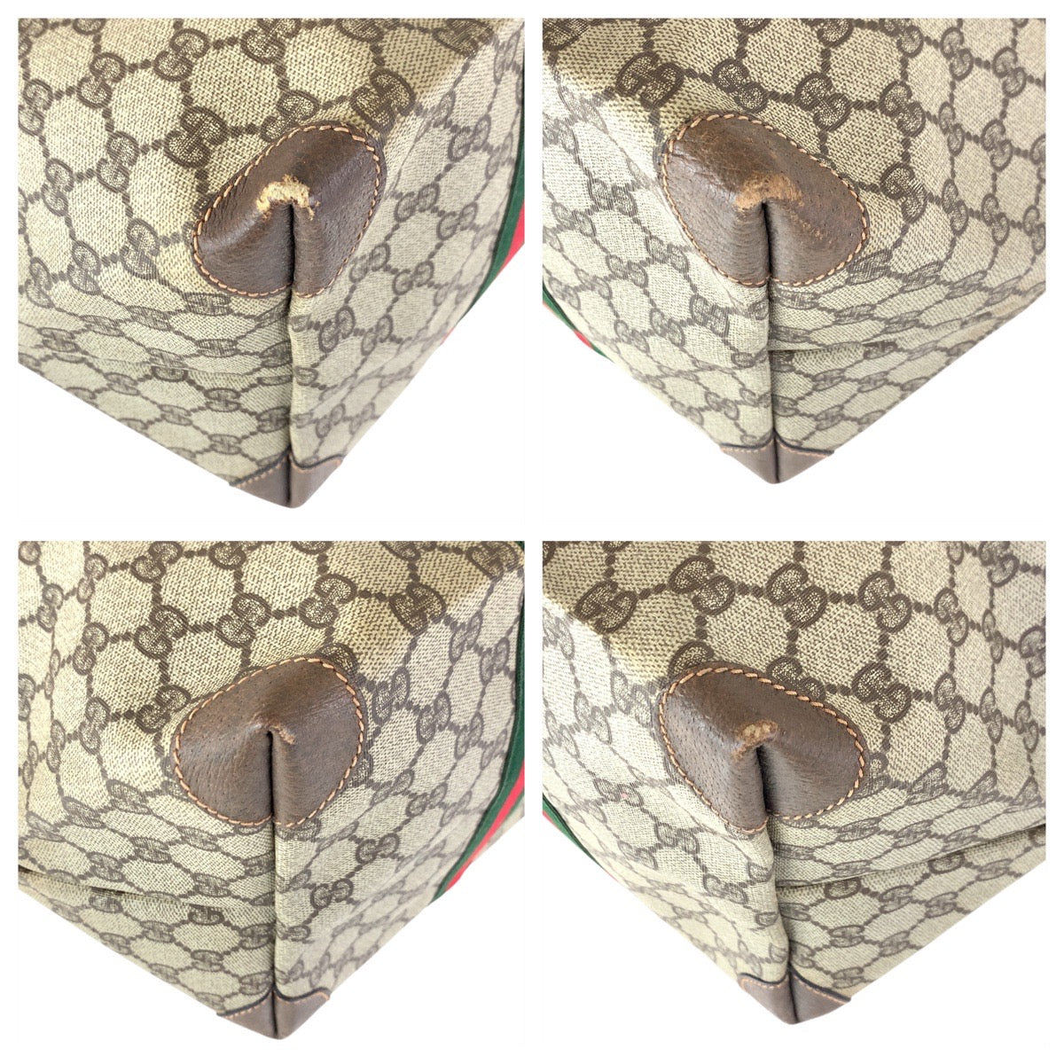 GUCCI Tote Bag 012 39 621 GG Supreme Canvas Beige Brown Gold Metal Sherry Line Old Gucci