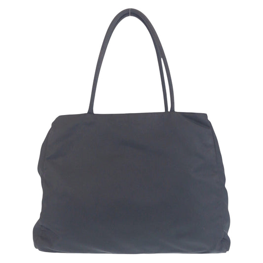 PRADA Tote Bag Nylon Black SilverMetal Tote Bag Shoulder Bag Handbag Test Triangle With logo Women Used Authentic