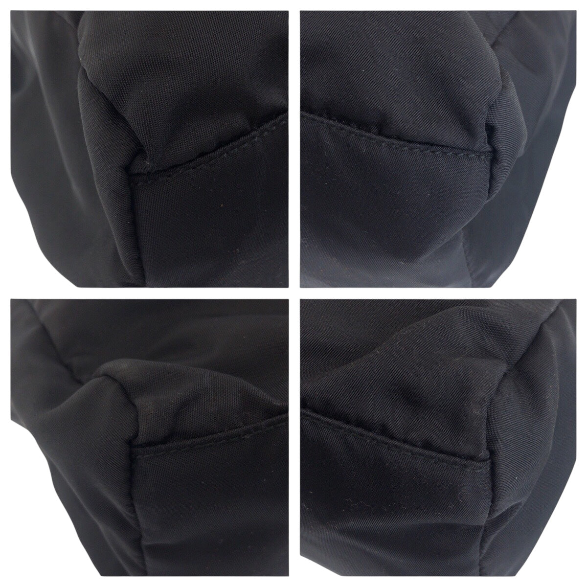PRADA Tote Bag Nylon Black SilverMetal Tote Bag Shoulder Bag Handbag Test Triangle With logo Women Used Authentic