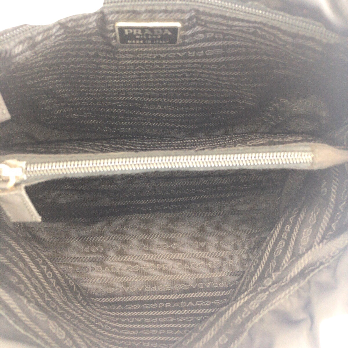 PRADA Tote Bag Nylon Black SilverMetal Tote Bag Shoulder Bag Handbag Test Triangle With logo Women Used Authentic