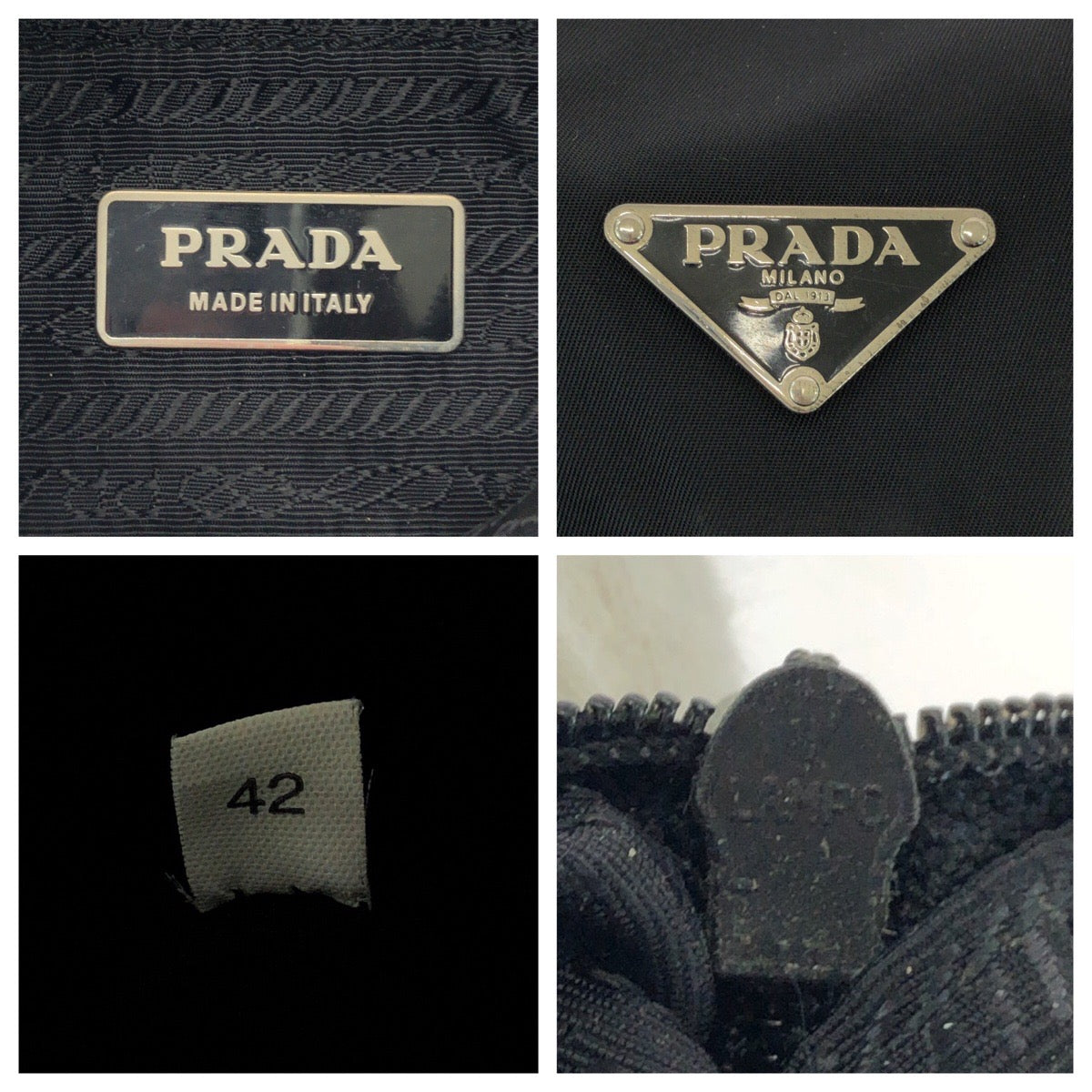 PRADA Shoulder Bag Nylon Black SilverMetal Shoulder Bag pochette Test Triangle With logo Women Used Authentic