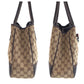 GUCCI Tote Bag GG canvas, leather Beige Brown Gold Metal Tote Bag Shoulder Bag Sherry line Women Used Authentic