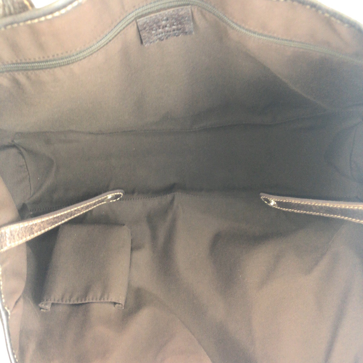 GUCCI Tote Bag GG canvas, leather Beige Brown Gold Metal Tote Bag Shoulder Bag Sherry line Women Used Authentic